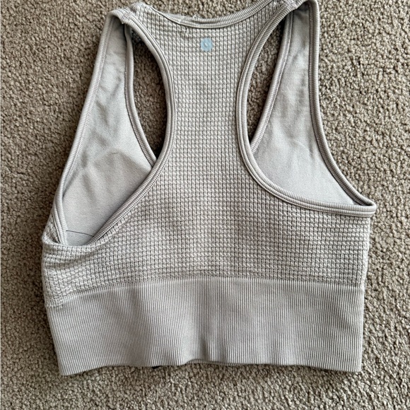 Velocity Textured Beige Sports Bra - Picture 2 of 4